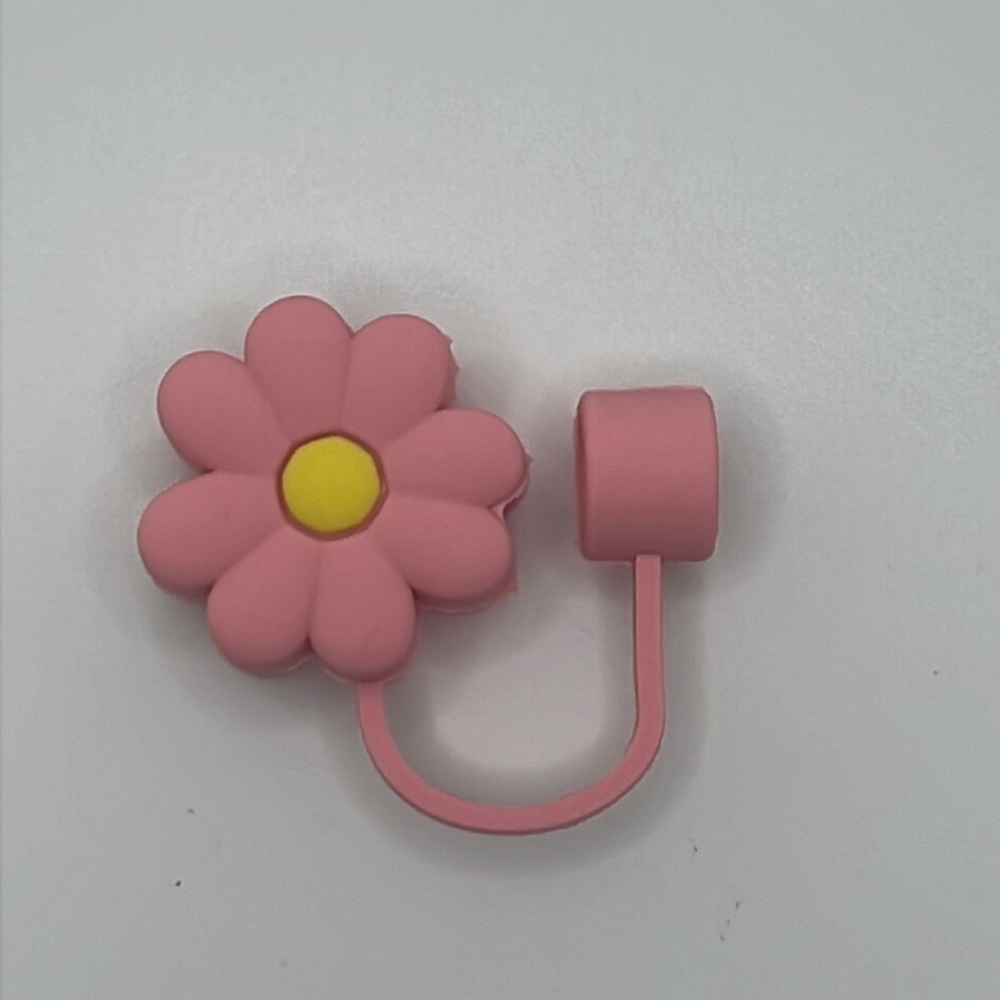 Stanley Silicone pink flower straw topper